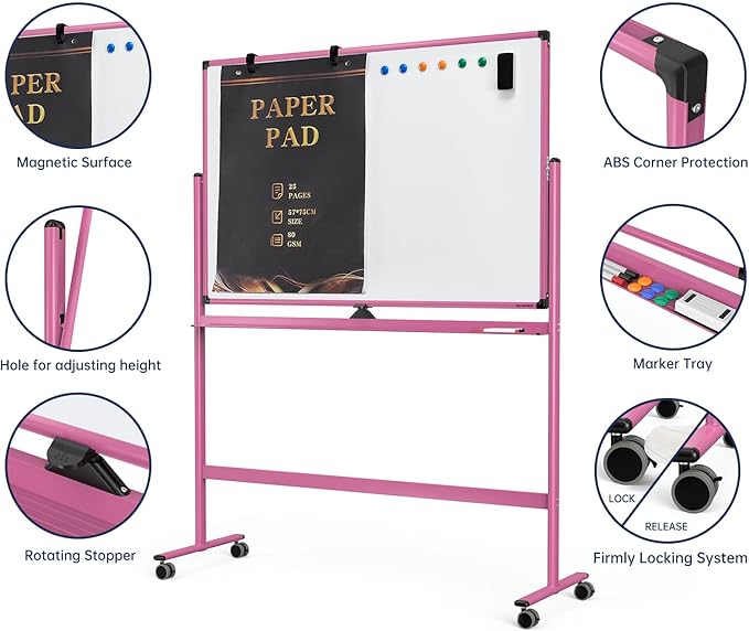 Large Dry-Erase Rolling Magnetic Whiteboard - Image 3