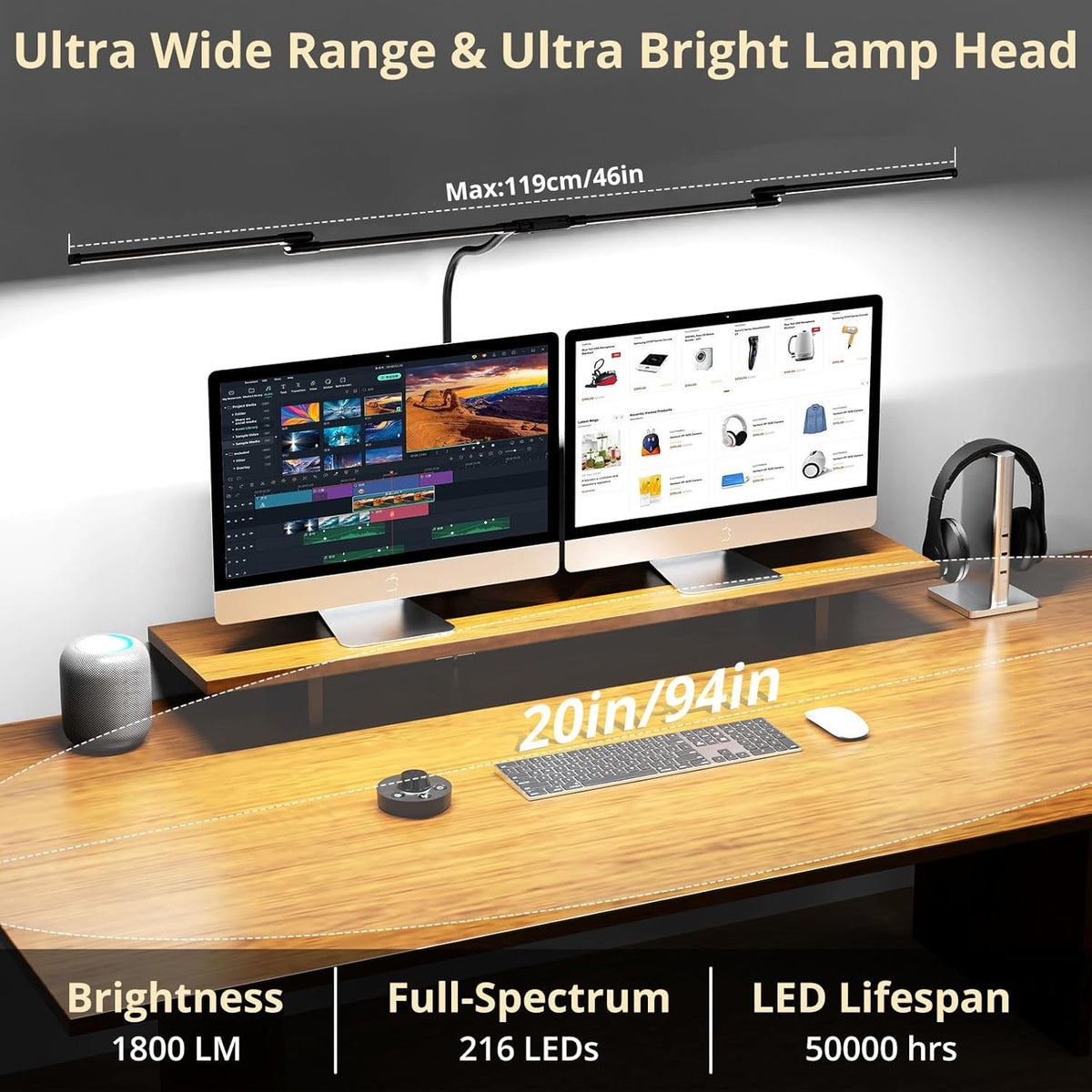Desk Lamp, 24W Flexible Gooseneck Table Lamp with a Timing Function
