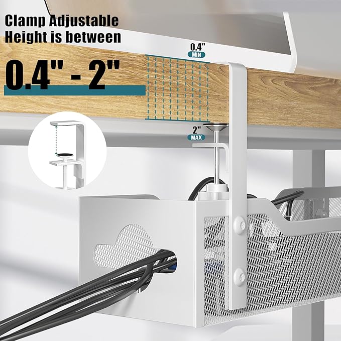 Under Desk Cable Management Tray White, Litwaro Cable Management Under Desk No - Image 2