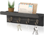 HRONRAD Rustic Key Holder for Wall, Farmhouse Wall Shelf by Hronrad