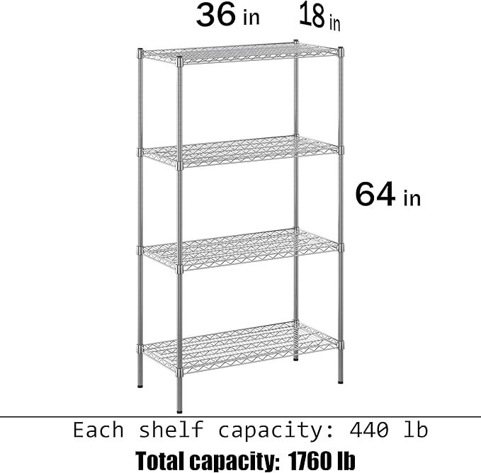 Regal Altair 18" Deep x 36" Wide x 64" Height Wire Shelving Kit | 4-Tier | NSF - Image 3