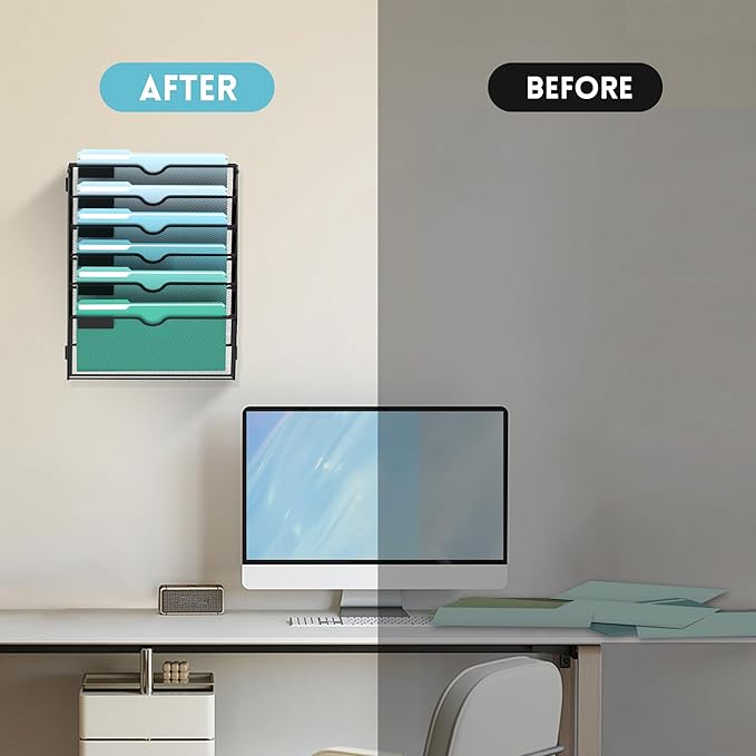 SUPEASY 6-Tier Wall File Organizer, Hanging Wall Files - Image 7