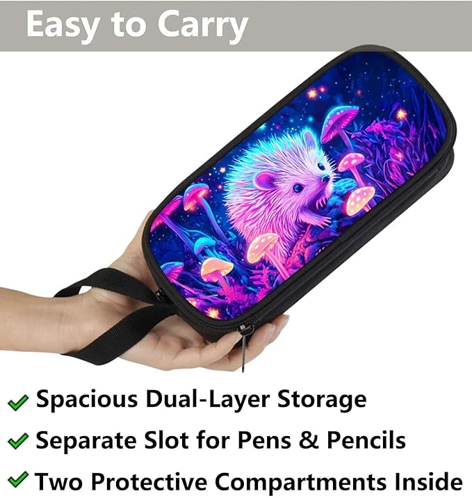 AnySmic Hedgehog Pencil Case for Boys Girls, Large Pencil Pouch for Kids - Image 3