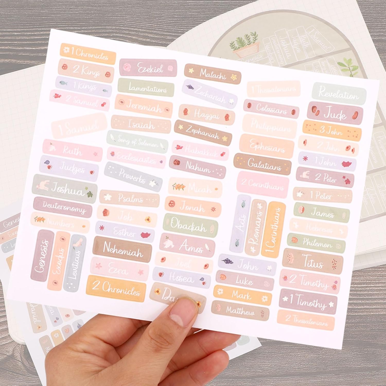 12pcs Bible Reading Tracker Stickers with Labels | Classic Bible Book Shelf Stickers for Christian & Books Readers Gifts Study Supplies for Deeper Reading in The Book
