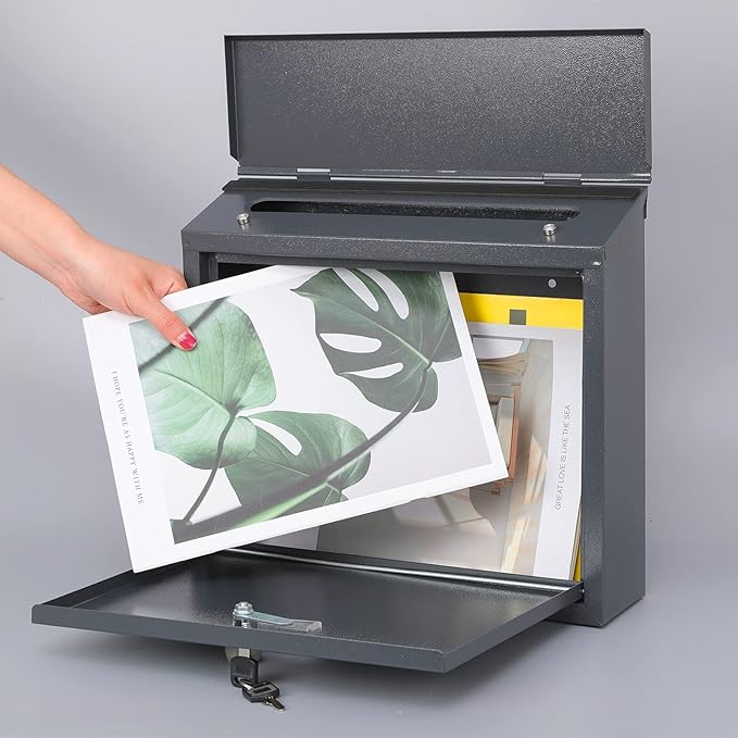 xydled Mail Boxes with Key Lock, Locking Mailbox Wall Mounted, Large Capacity - Image 3