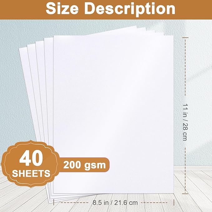 Silunkia 40 Sheets White Shimmer Cardstock 8.5 x 11 Scrapbooking Paper - Image 2