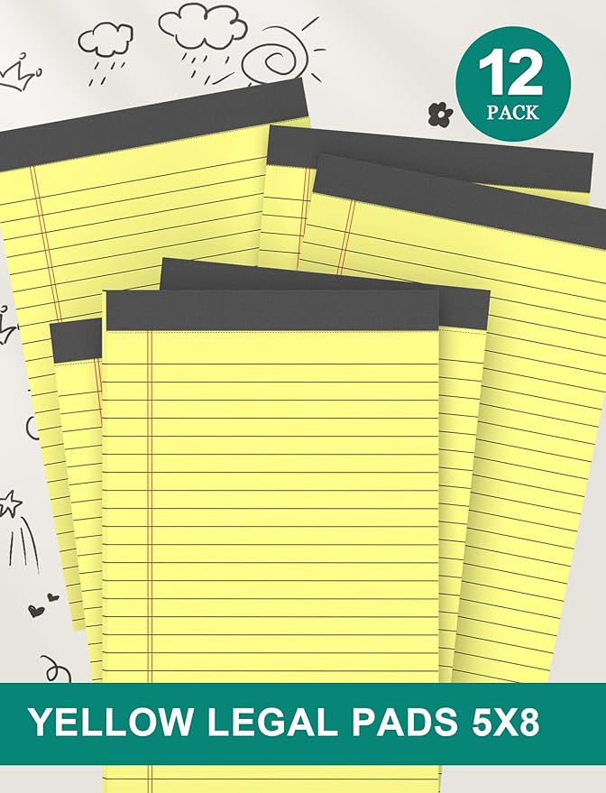 Legal Pads 5x8 Inch 12 Pack Yellow Note Pads 5x8 College Ruled Notepad - Image 7