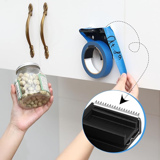 Kitchen Tape Dispenser for Labeling, Fits 0.94" Painter's Tape, Wall Mounted - Image 2