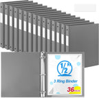 Henoyso 36 Pcs 3 Ring Binder 0.5 Inch Round Fits Letter Size 8.5'' x 11'' Paper