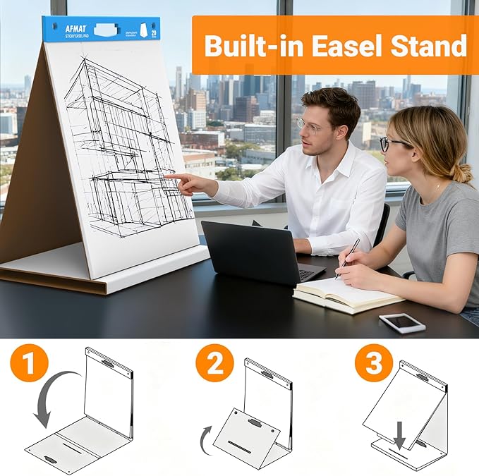 AFMAT Tabletop Sticky Easel Pad & Dry Erase Board 2 in 1, 20 x 23 in Portable - Image 4