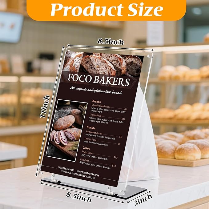 Rebehari 180° Adjustable Acrylic Sign Holder 8.5"x11", Magnetic Code Sign Menu - Image 5