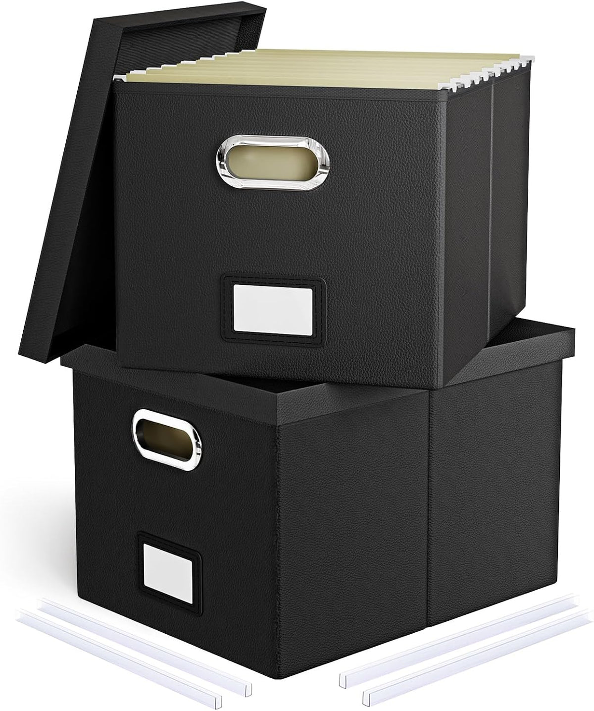 2 Pack File Storage Organizer Box, Portable Filing