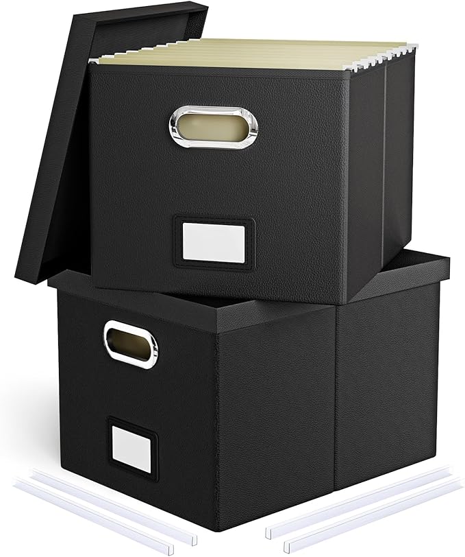 2 Pack File Storage Organizer Box, Portable Filing by Oterri