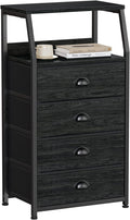 Furnulem Tall 4 Drawers Dresser, Vertical Storage Tower Black Dresser by Furnulem