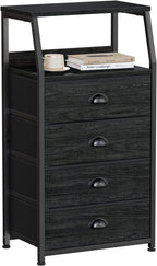 Furnulem Tall 4 Drawers Dresser, Vertical Storage Tower Black Dresser by Furnulem