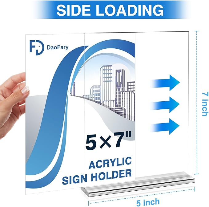 Daofary Acrylic Sign Holder 5 x 7 Inches 4 Pack, Double-Sided Stand up Table - Image 3