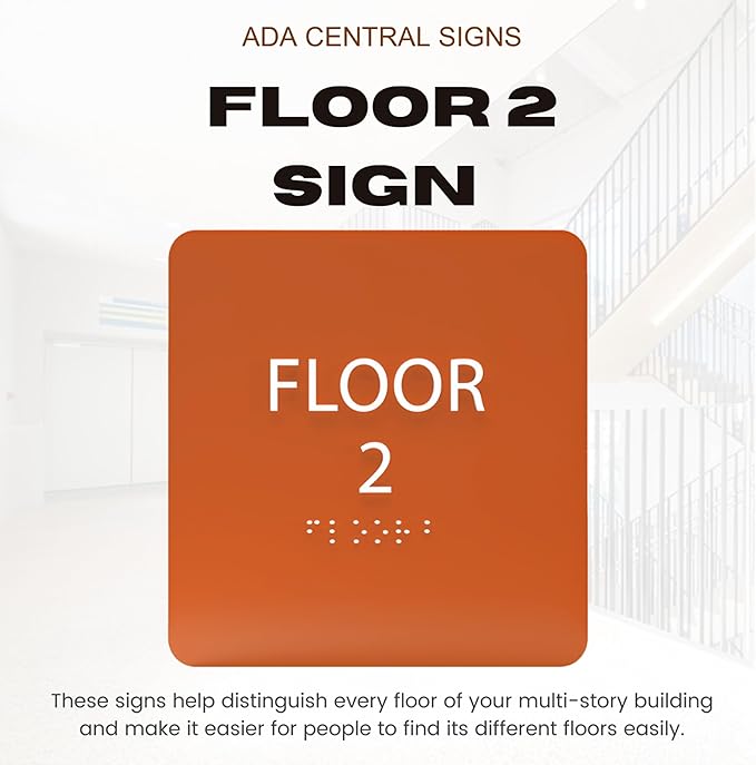 Spruce ADA Floor 2 Sign with Braille – Made from Durable Acrylic and Ready to - Image 6