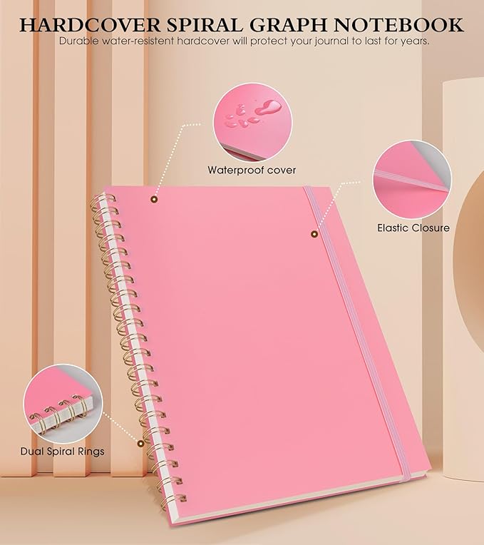 Graph Paper Notebook, Spiral Notebook Journal 8.5” x 11”, A4 Large Grid - Image 3