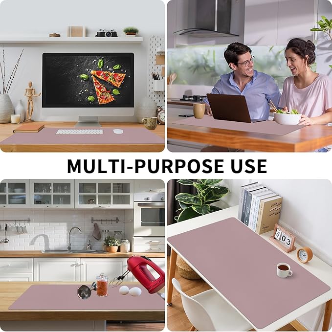 Bloss Pink Desk Mat, Large Mouse Pad, Non-Slip Desk Protector Mat, Leather Desk - Image 5