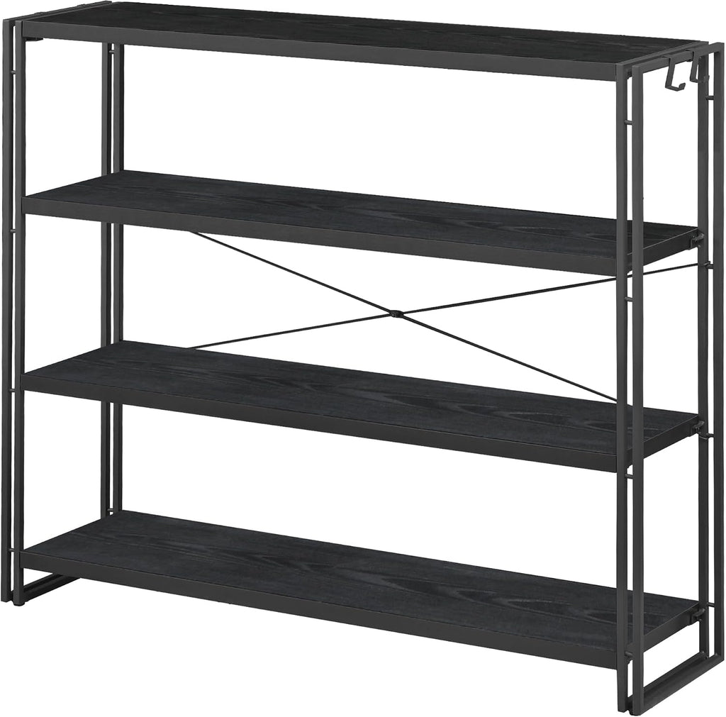 HCHQHS Bookshelf, 4-Tier Industrial Bookcase, Freestanding Tall Bookshelves