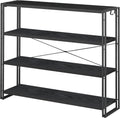 HCHQHS Bookshelf, 4-Tier Industrial Bookcase, Freestanding Tall Bookshelves