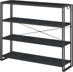 HCHQHS Bookshelf, 4-Tier Industrial Bookcase, Freestanding Tall Bookshelves