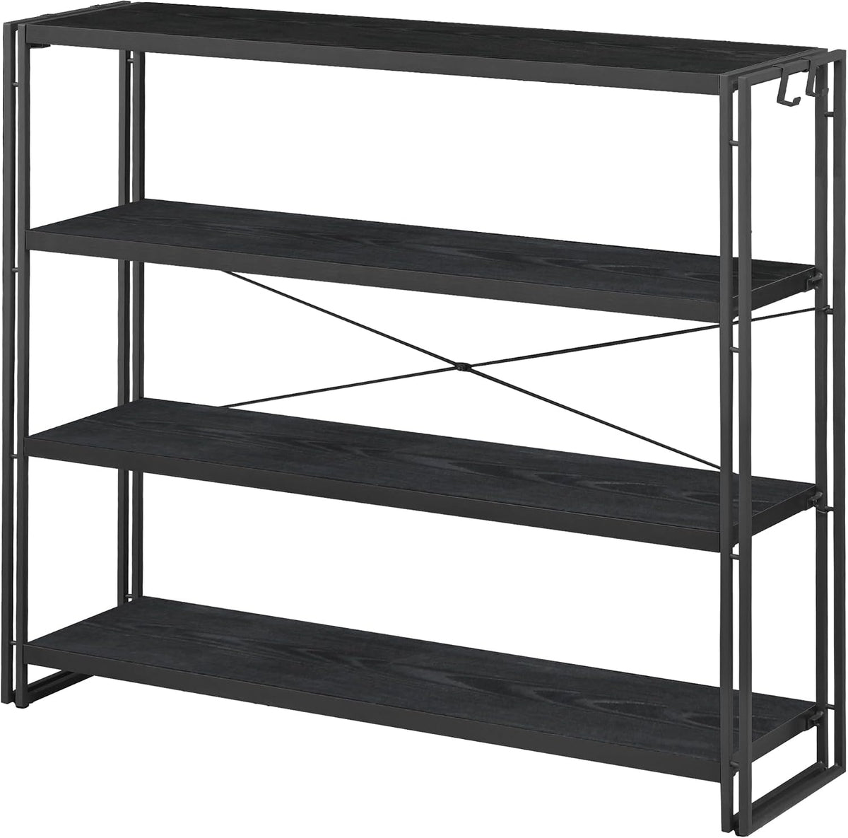 HCHQHS Bookshelf, 4-Tier Industrial Bookcase, Freestanding Tall Bookshelves