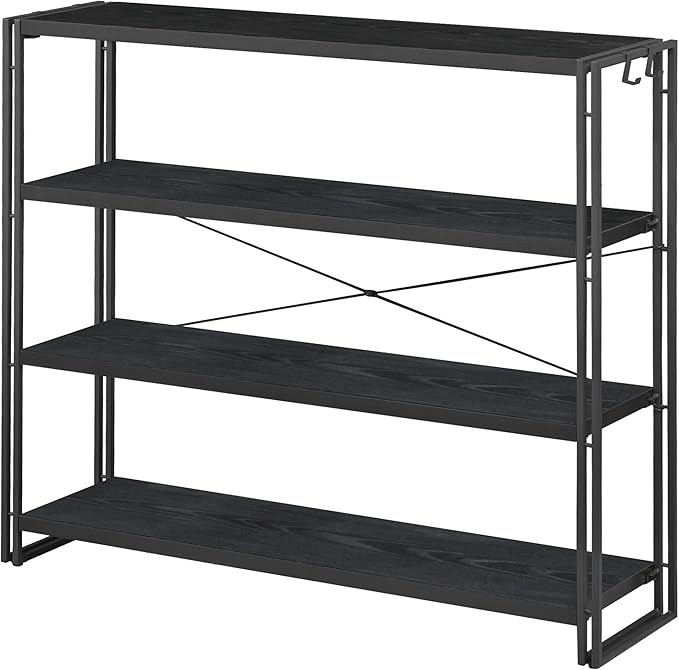 HCHQHS Bookshelf, 4-Tier Industrial Bookcase, Freestanding Tall Bookshelves by HCHQHS