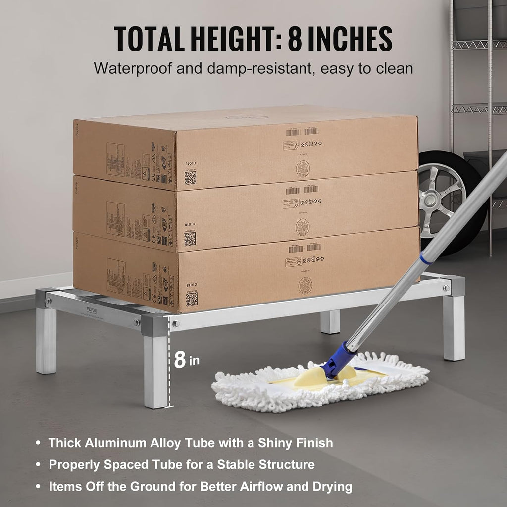 vevor aluminum dunnage rack, 36” x 20” commercial, close-up detail