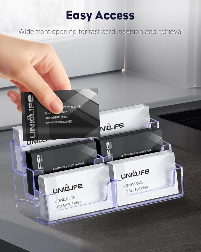 Uniclife 2 Pack Acrylic Business Card Holder - Image 3