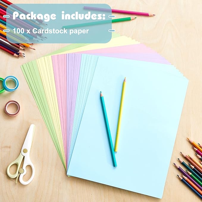 Sinmoe 100 Sheets 5 Shades Cardstock Paper 8.5 x 11 Inches 180gsm Solid Core - Image 3