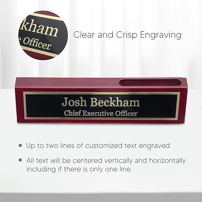 Business Wood Name Plate for Desk | Custom Desk Name Plate Personalized Gift - Image 3