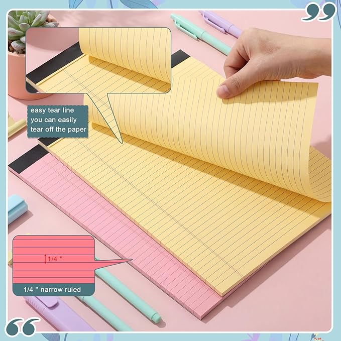 Fuutreo 8 Pcs 8.5'' x 11'' Colored Legal Pad Writing Pads Narrow Ruled 50 - Image 4
