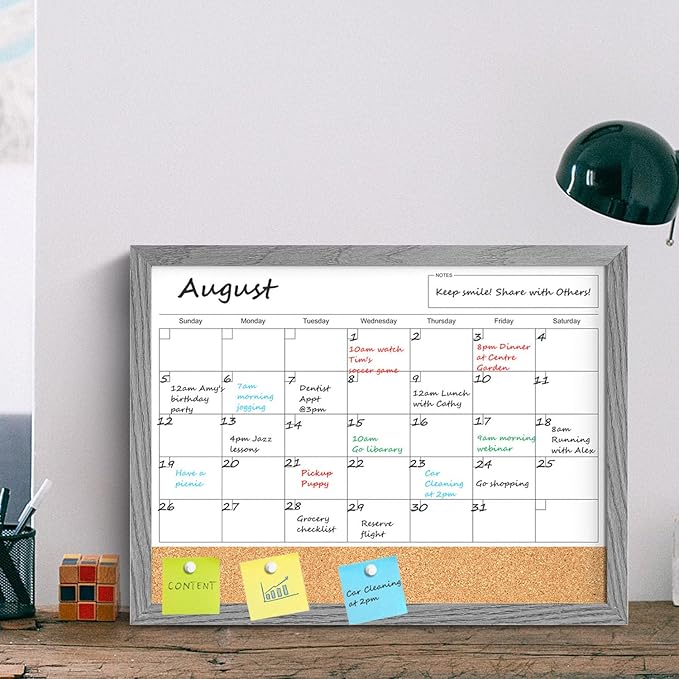 Calendar Whiteboard for Wall, 18x24 Inches Dry Erase Calendar Cork Board Combo - Image 8
