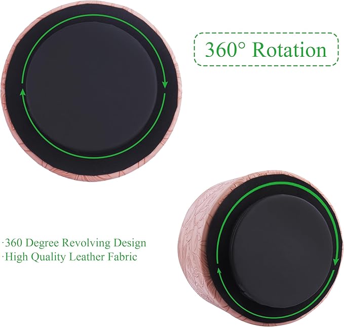 Hennaja Round Leather Art Supply Organizer, Remote Control Holder, 360 Degree - Image 4