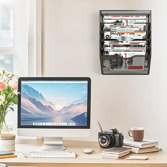 KZWKRG 6 Tier Wall File Organizer Hanging Vertical File Organizer, Wall Mounted - Image 6