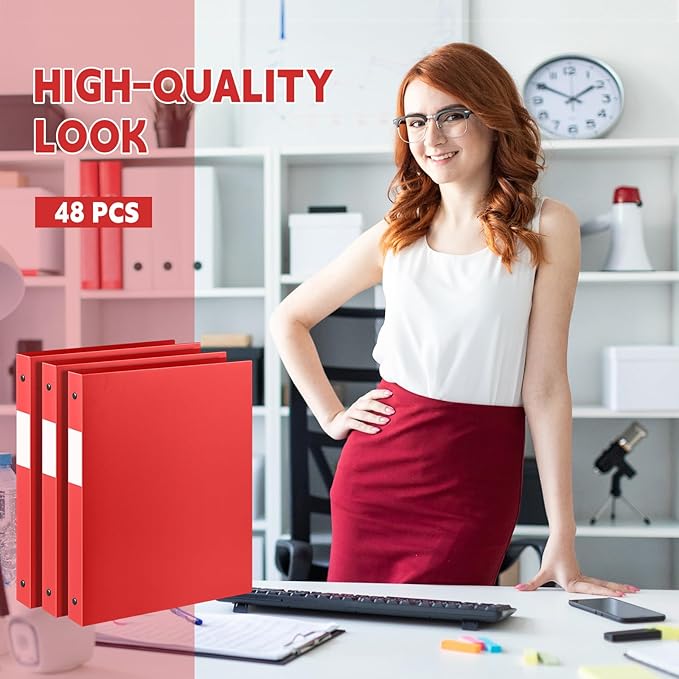 Henoyso 48 Pcs 3 Ring Binder 0.5 Inch Round Fits Letter Size 8.5'' x 11'' Paper - Image 4