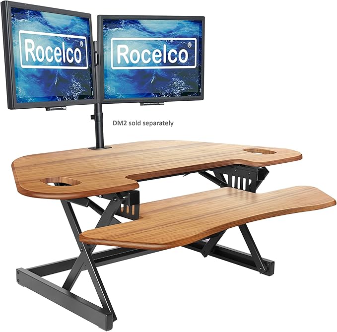 Rocelco 46" Large Height Adjustable Corner Standing Desk Converter by Rocelco