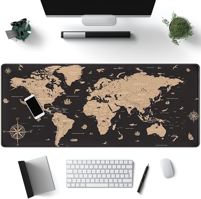World Map Desk Mat Historical World Map Desk Pad Extra Large Computer Mouse Pad by Mechanical+Cattle