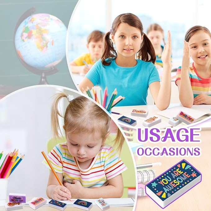 Dunzoom 100 Pcs Inspirational Pencil Erasers Bulk - Image 6