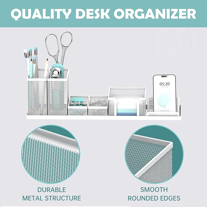 SUPEASY Pen Holder for Desk, 6 Piece Mesh Desk Organizer set for Office - Image 4