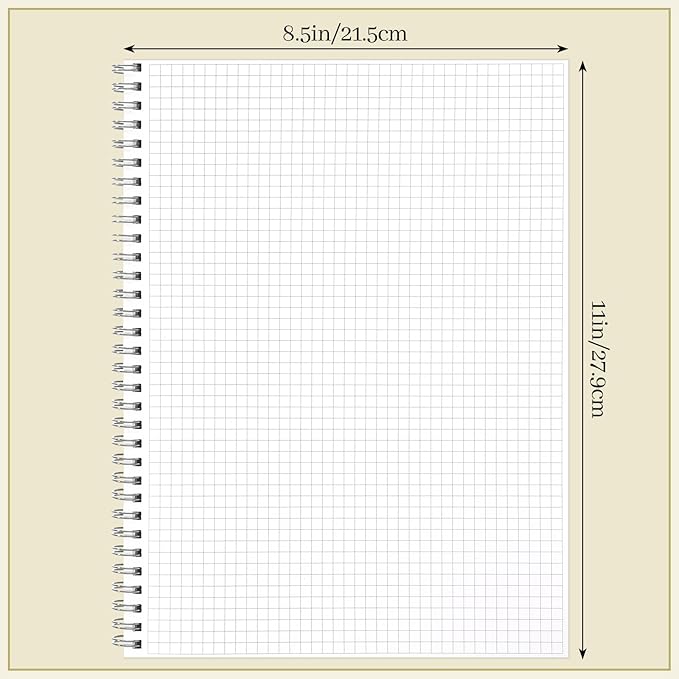 BESARME 80 Sheets Graph Paper Spiral Notebook 8.5" × 11" - Image 4