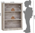 RWYHG 43" Grey Tall Bookshelf, 3-Tier Thick Wooden Book Shelf - Image 2