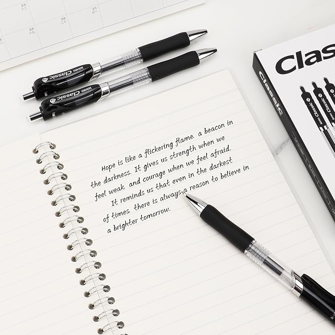 Lekreo Classic Retractable Gel Roller Pens, 0.7mm Fine Point Black Ink - Image 3