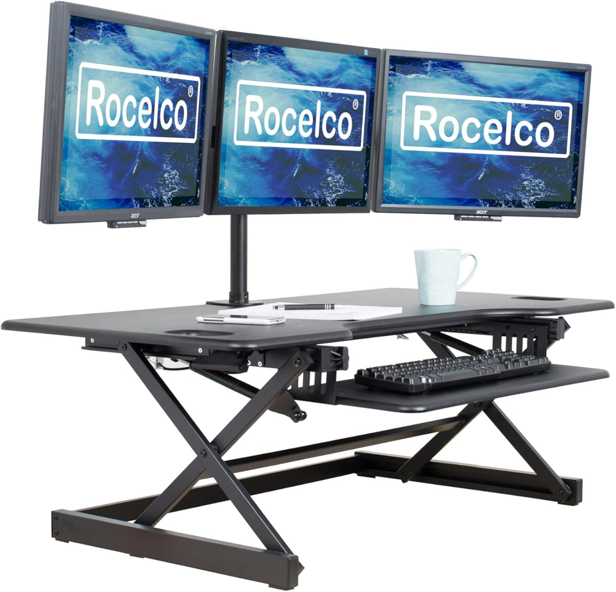 Rocelco 46" X-Frame Standing Desk Converter, Black, R DADRB-46