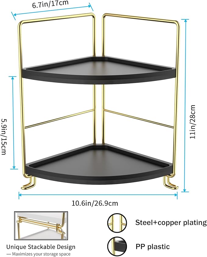 FSyueyun 2-Tier Corner Bathroom Counter Organizer, Tool-Less Installation - Image 2