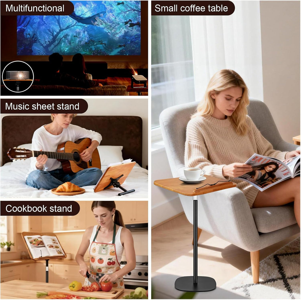 2-in-1 Dual-use Floor & Desktop Music Stand, Adjustable 16.5"-51&quo...
