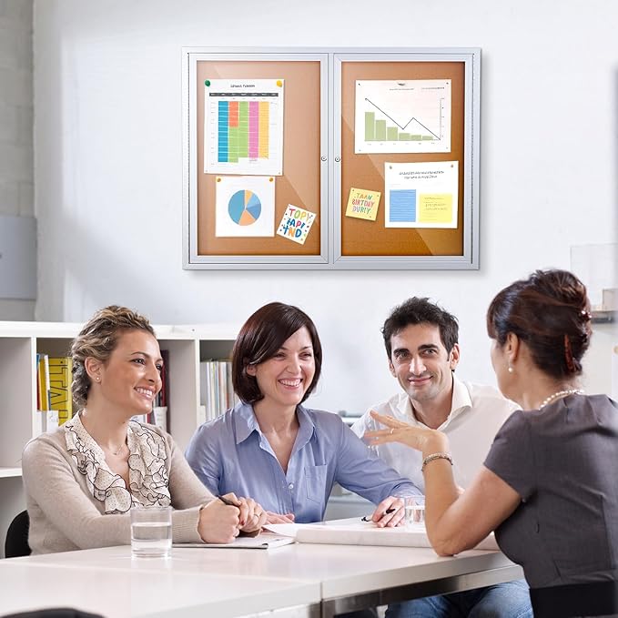 Homezelle Enclosed Cork Bulletin Board 48"x36" Outdoor Weatherproof Cork - Image 7