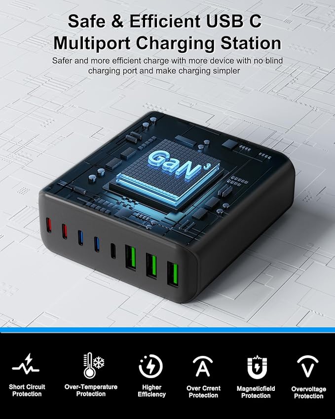 500W USB C Charger Block, 8-Port USB C Charging Station Fast Charging PD 120W - Image 5
