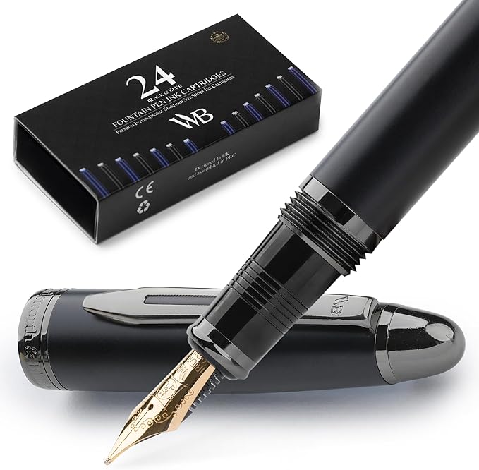 Wordsworth & Black Majesti Fountain Pen-, Luxury Case, 24K Gold Finish; 18K by WordsworthBlack